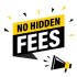 shh Male hand holding megaphone with no hidden fees speech bubble. Loudspeaker. Banner for business, marketing and advertising. Vector illustration